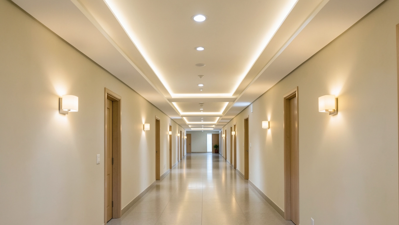 Oświetlenie długiego przedpokoju