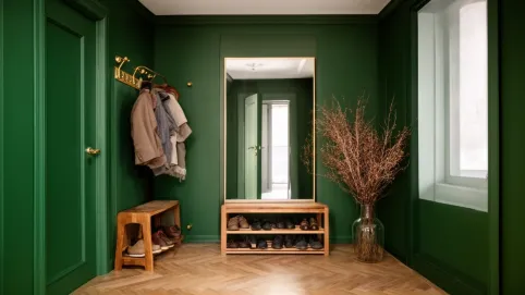 przedpokój butelkowa zieleń