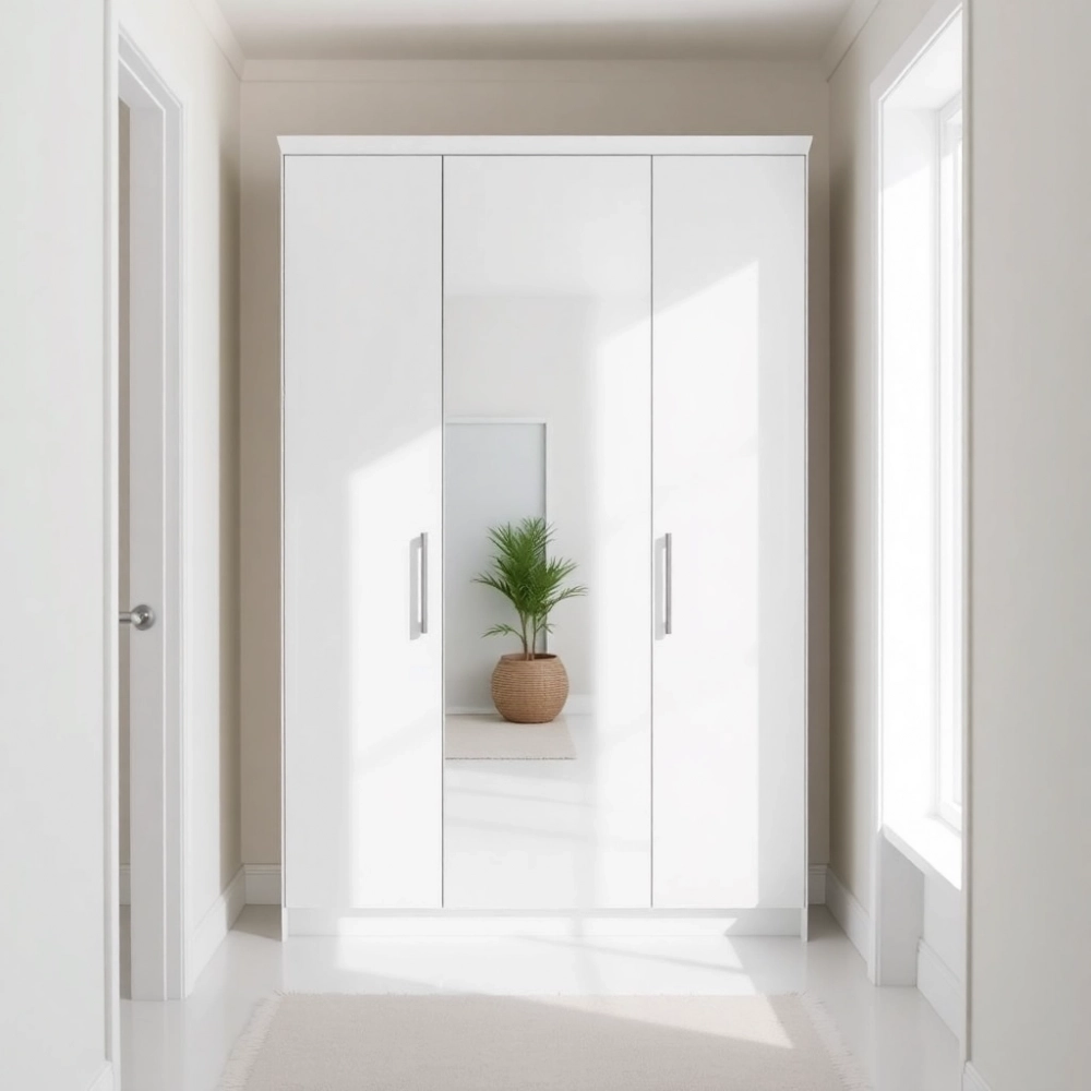 Szafa Biała Do Przedpokoju Z Lustrem